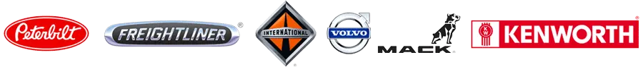 Truck brands we repair: Peterbilt, Freightliner, Volvo, Mack and Kenworth trucks serviced at Fleetbarn Columbus OH